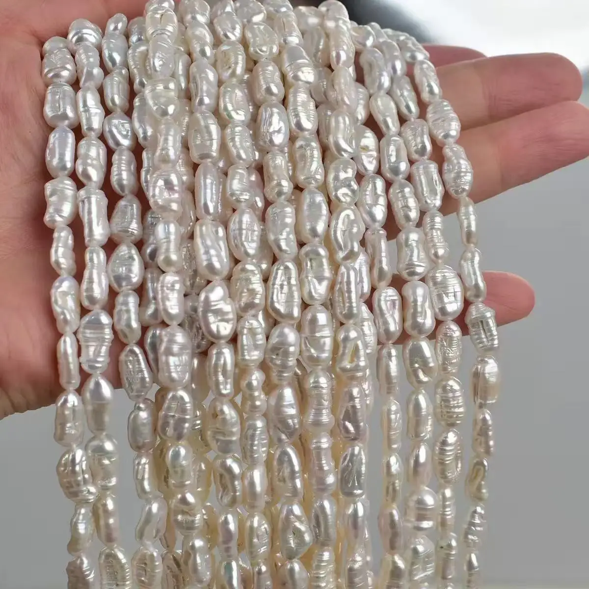 Wholesale 16 inches 6-12mm Natural White Baroque Keshi Pearls Loose Strand
