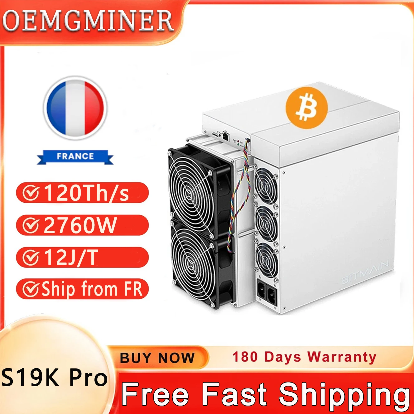 EU Stock Antminer S19k pro 120Th 2760W Asic Miner Bitmain Crypto Bitcoin Miner ASIC Miner with 2760W Power Consumption for BTC Bitcoin Mining with High Profits