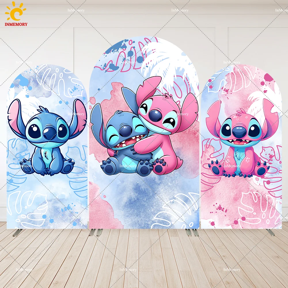 

Cartoon Lilo & Stitch Newborn Baby Shower Arch Backdrop Cover Watercolor Boy or Girl Party Banner Birthday Arched Wall