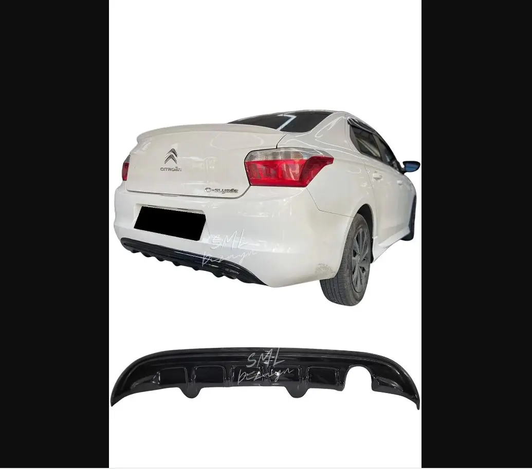 For Citroen C Elysee 2012 To 2016 Diffuser Plastic Black Rear-Bumper Attachment -Body Kit Chrome Styling Diffuser Spoiler Racer