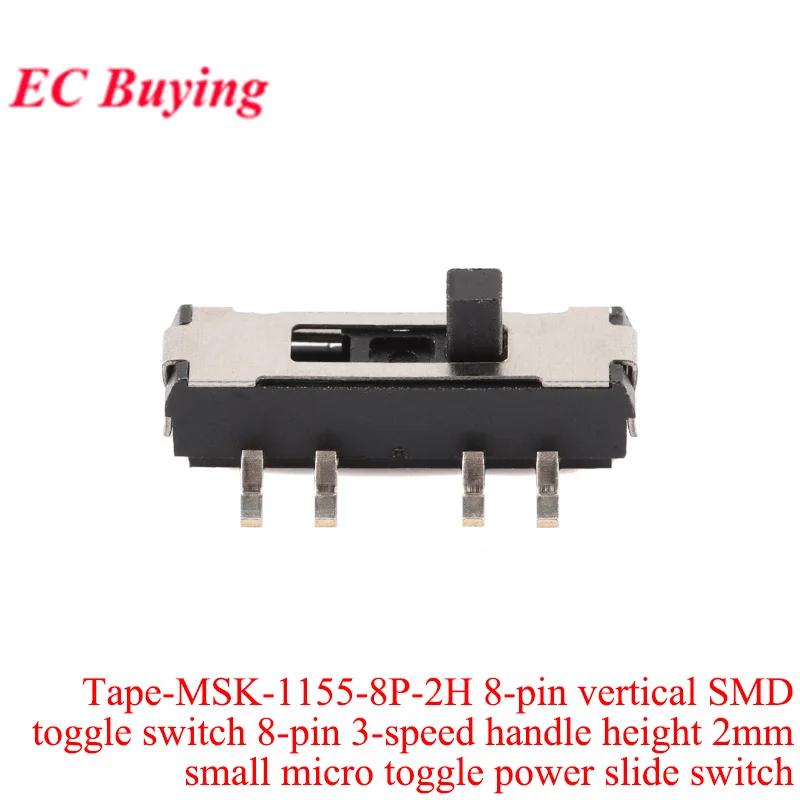 5–100 Stück Mikro-Power-Kippschalter, DIP-Ein/Aus, 1P2T, SPDT, SMD-Kippschiebeschalter, ein- und zweireihig, direkt eingesetzt, horizontal – Detail 7