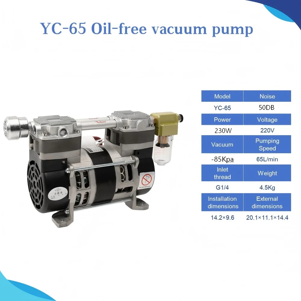 YC-65 Oil-Free Vacuum Pump | 65L/min 220V High-Power Lab Pump
