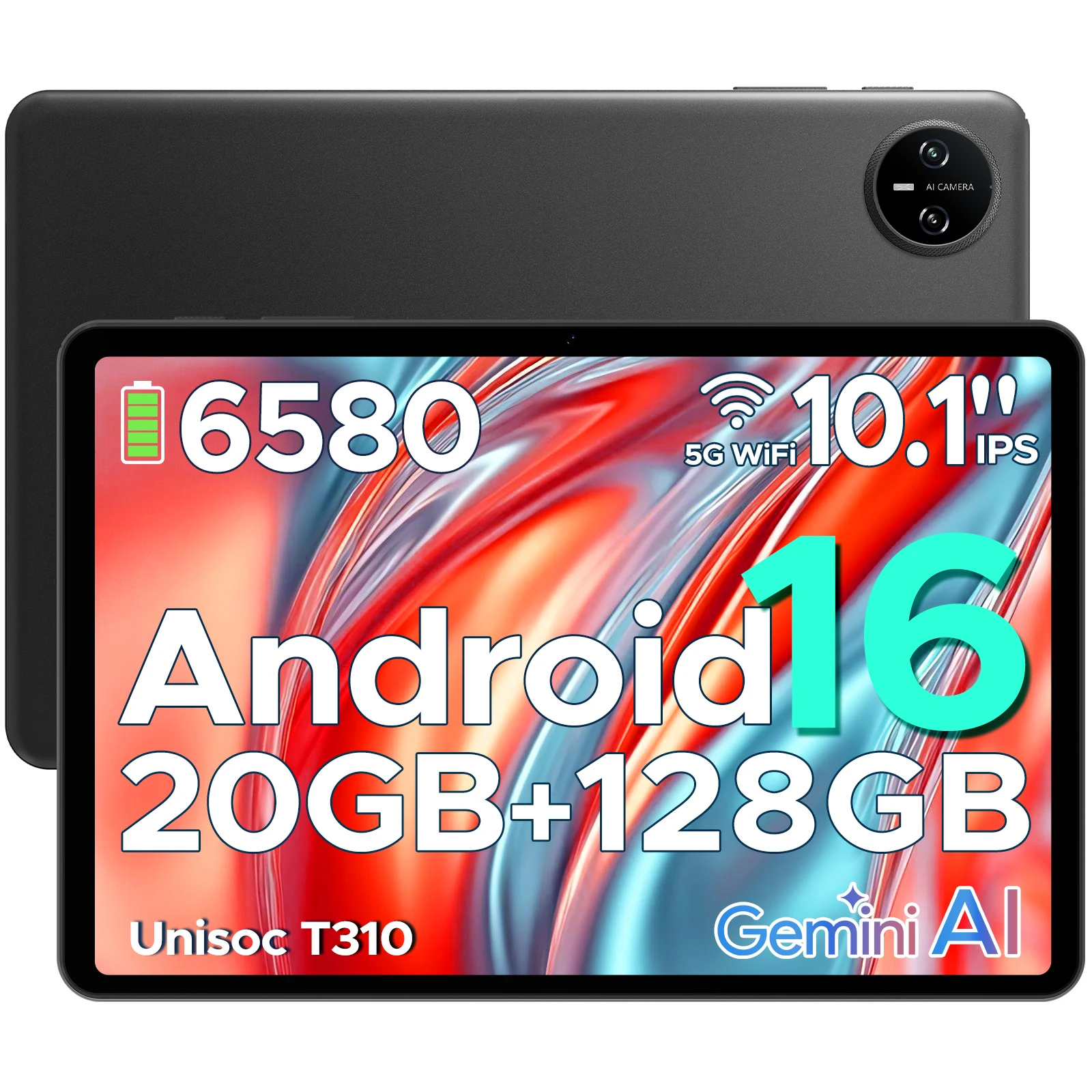 DOOGEE Tab A9 Pro Android 16 Tablet 10.1" HD Display 20GB 128GB 6580mAh Large Battery Dual Speakers 8MP+5MP Pad PC 2 In 1 Tablet