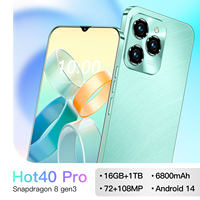 Hot40 Pro Global Version Smartphone 5G 6.8HD 108MP Dual Sim Smart Mobile Phones Android 14 Fingerprint Unlock Cell Phone