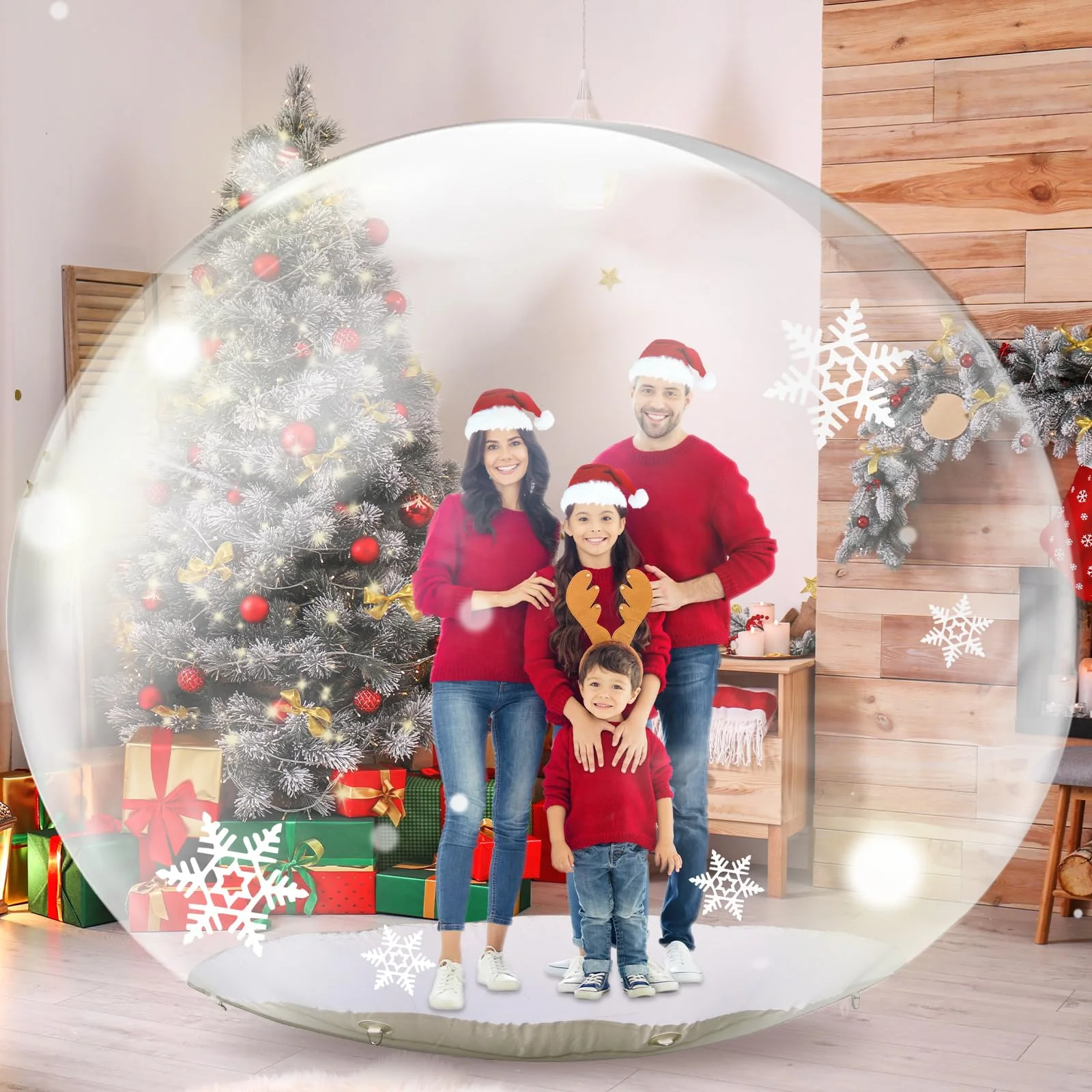 10FT Giant Inflatable Snow Globe Christmas Decorations Outdoor Large Bow Up Clear Bubble House Snowglobe Igioo Tent for Party