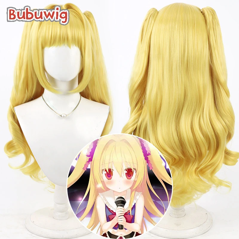

Bubuwig Synthetic Hair Shinku Nikaidou Cosplay Wigs Game Irotoridori no Sekai 70cm Long Wavy Blonde Ponytail Wig Heat Resistant