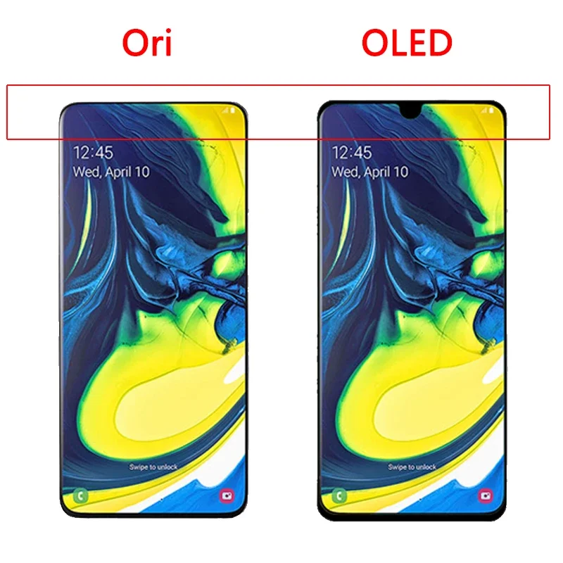 Super AMOLED For Samsung A80 A805 A805F LCD display Touch Screen Digitizer Assembly with Fingerprint For Samsung A90 LCD