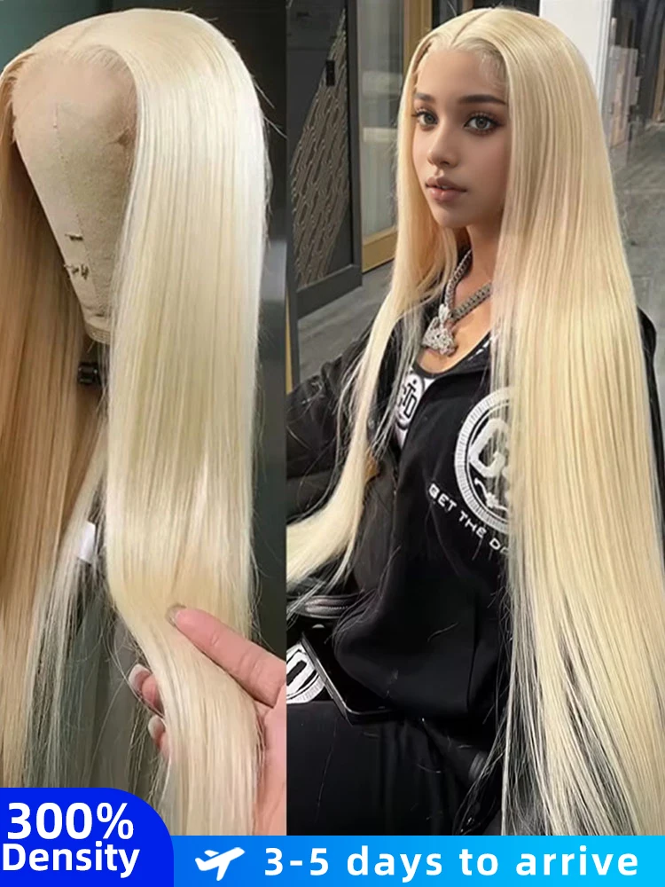 38Inch 250Density 13x6 HD Transparent Lace Frontal Human Hair Wigs 613 Blonde Brazilian Straight 13x4 Lace Front Human Hair Wigs