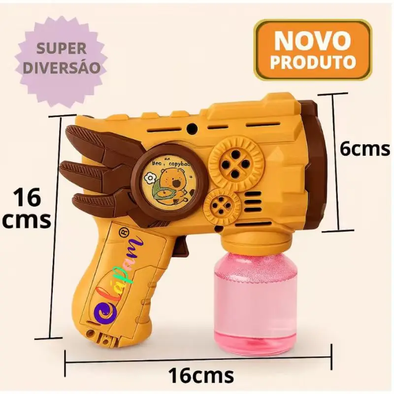 Pistola de Bolhas de Sabão Automática Infantil Capivara
