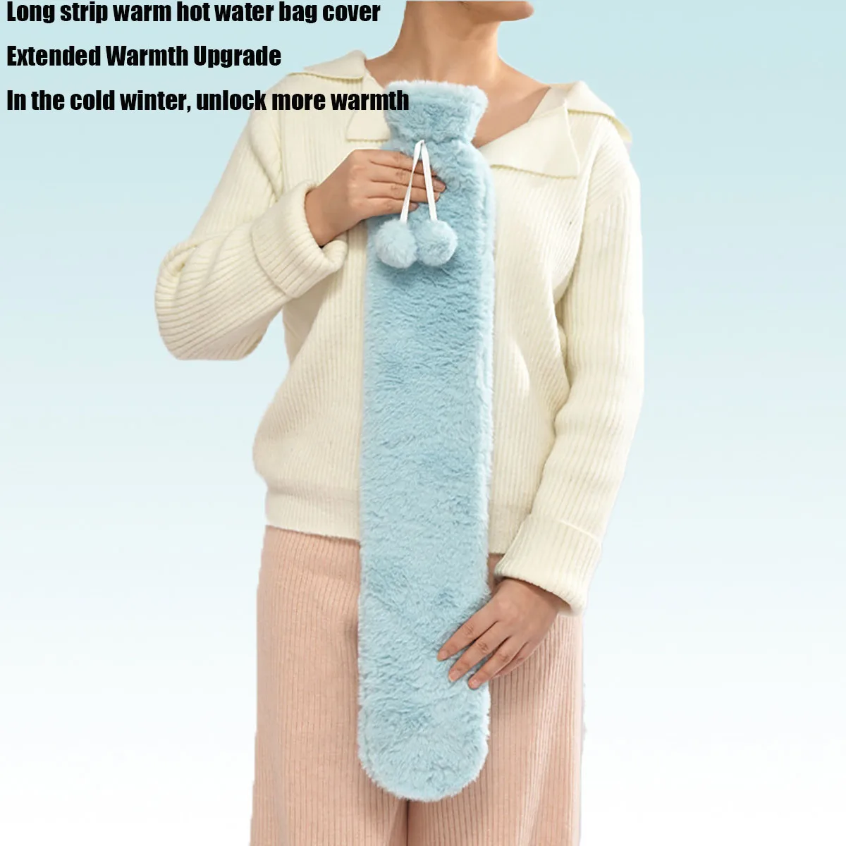 Длинная сумка для бутылок с горячей водой, розовая, серая, съемная крышка, удлиненная резиновая грелка для бутылок с горячей водой, поясная грелка для рук и ног