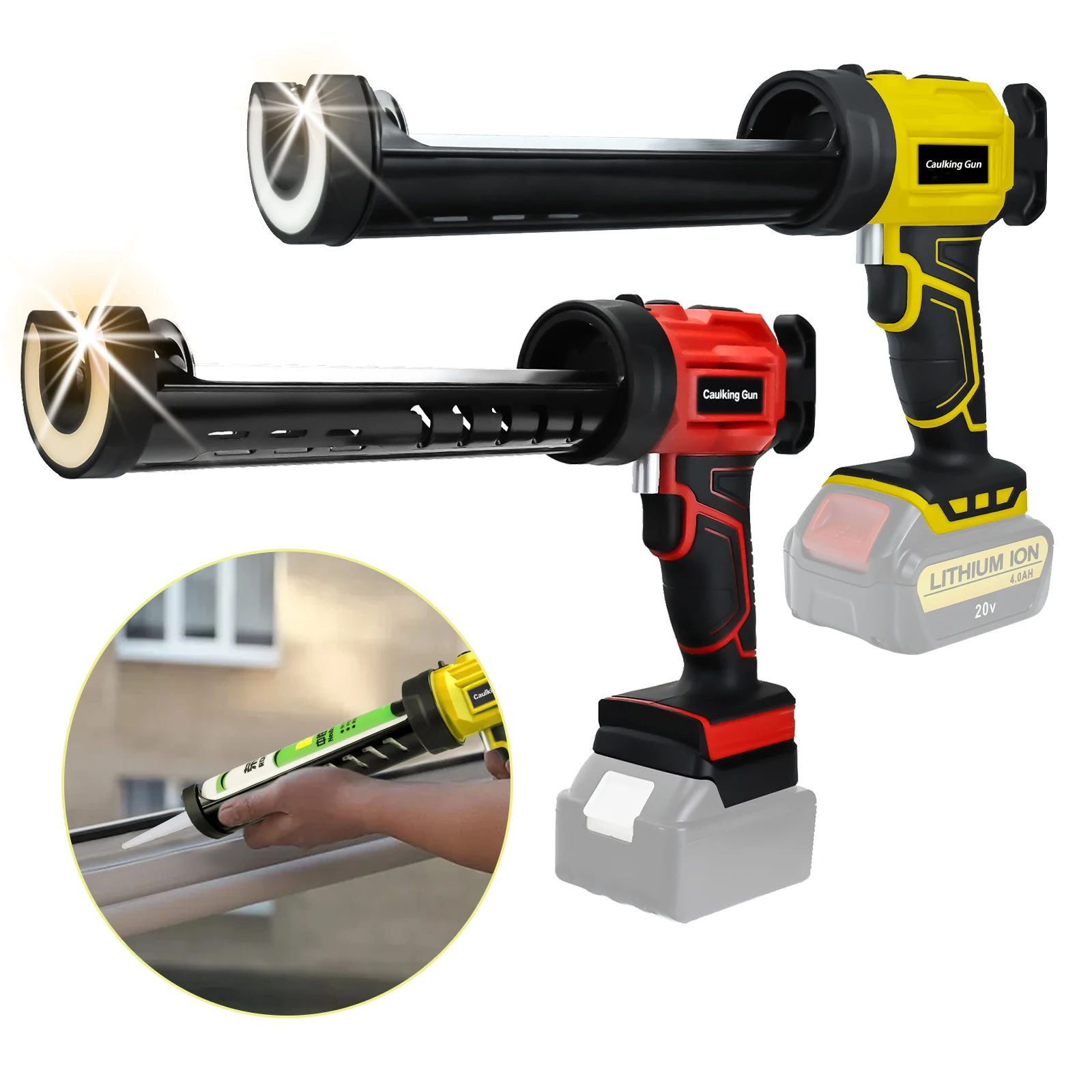 Pistola de calafateo eléctrica inalámbrica para batería Makita/Dewalt/Milwaukee, con luz LED, 4 velocidades ajustables, pistola adhesiva (sin batería)