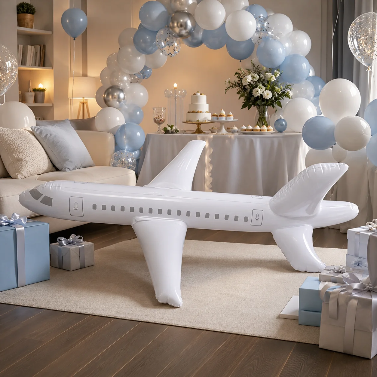 1 Stück Riesiges Aufblasbares Flugzeug-Spielzeug PVC Luftgefülltes Flugzeugmodell 100cm 200cm 300cm Innen- und Außendekoration für Partys Foto-Requisite – Detail 4