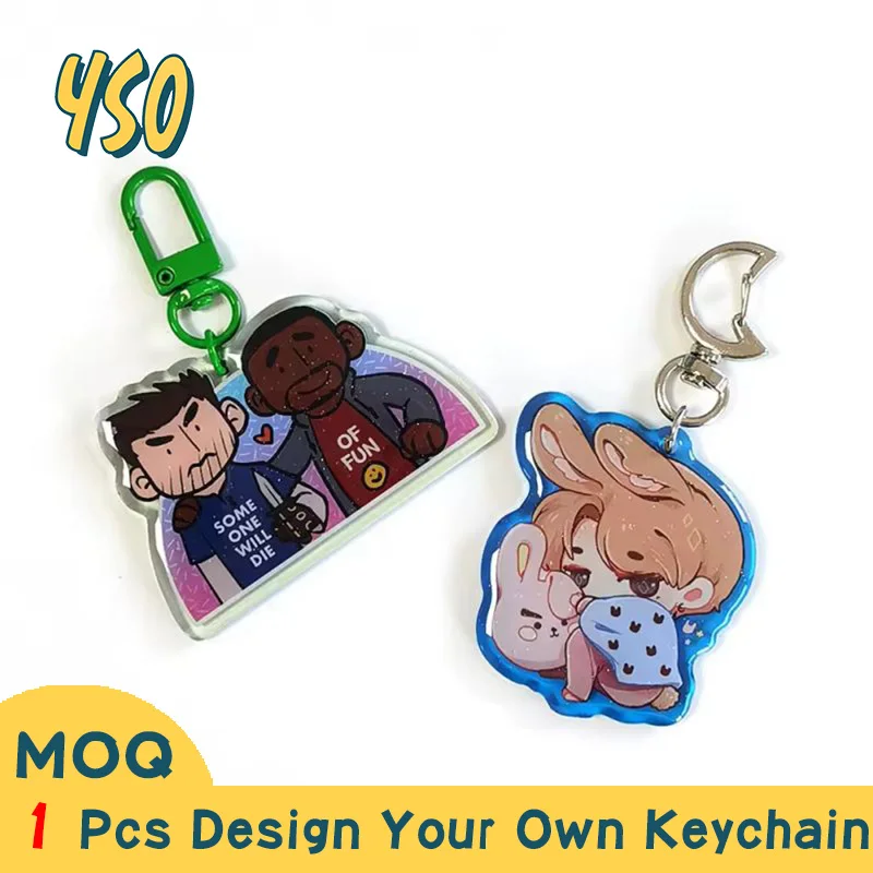 YSO CNC Diamond Cut Best Seller Acrylic Custom Key Chain Cute Cartoon Originality Design Colorful Charms