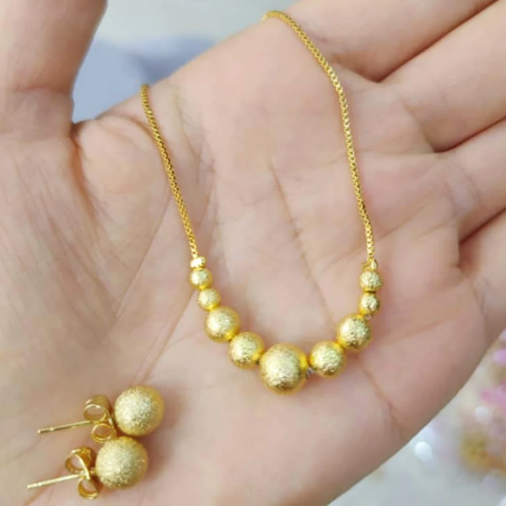 2pcs Jewelry Set for Women Dubai Gold Color Copper Necklace Earrings Pendant for Women Girls Kid Fashion Jewelry Accessory Gift