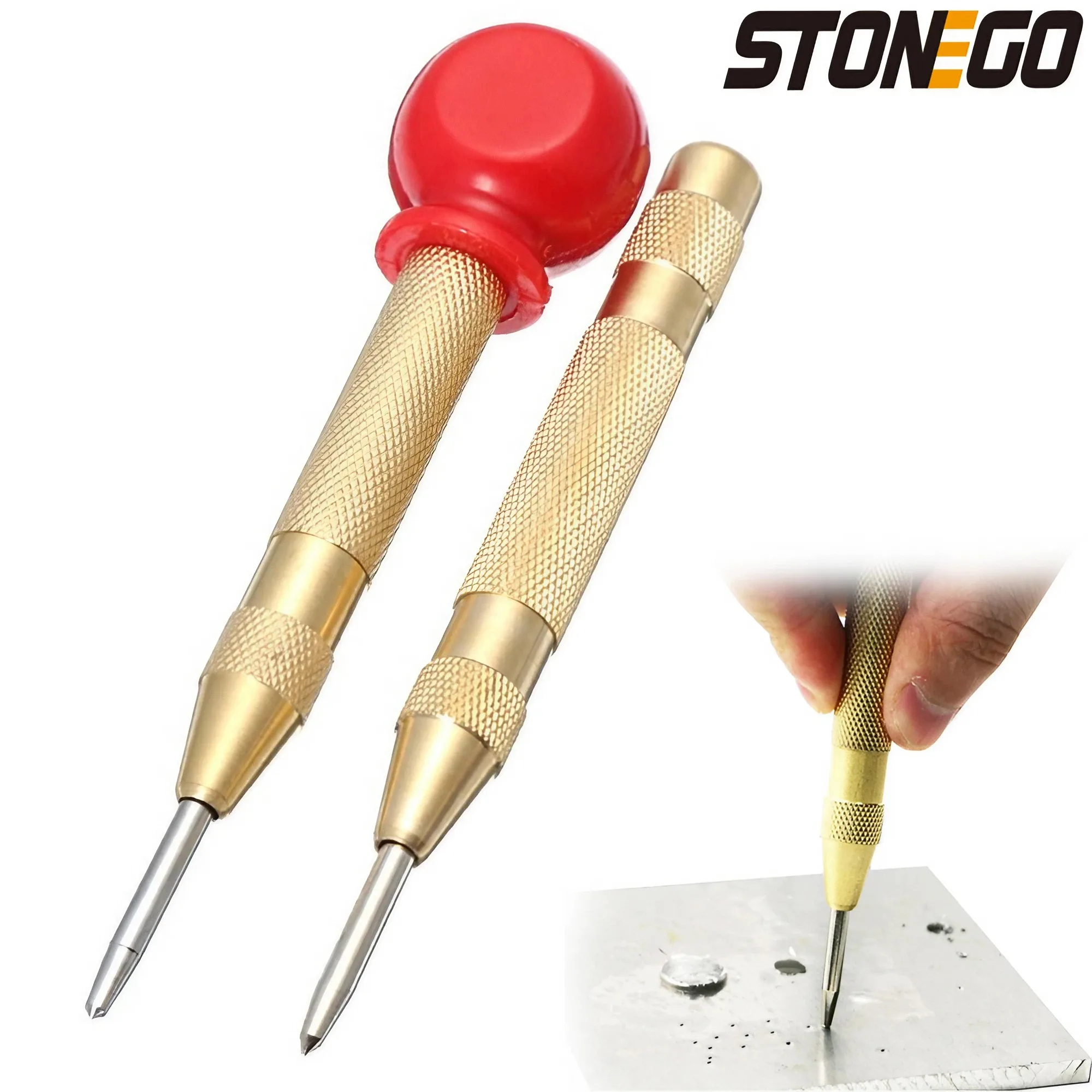 

STONEGO 130mm Automatic Center Punch Drill Bit Spring Loaded for Marking Starting Hole Center Pin Punch Drill Bit