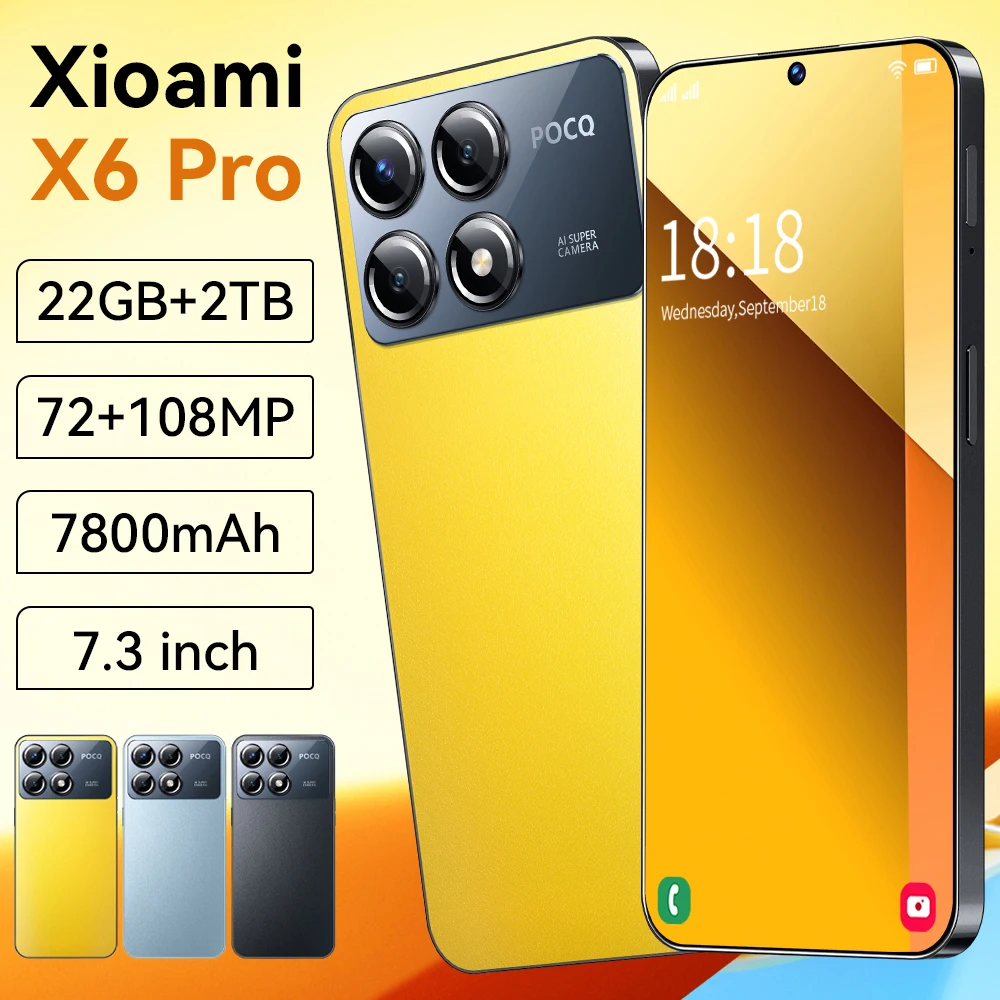 

Xioami X6 Pro 2025 HOT 7.3HD Global Edition Original Smart Dual Card 7800mAh Battery Facial Recognition Function