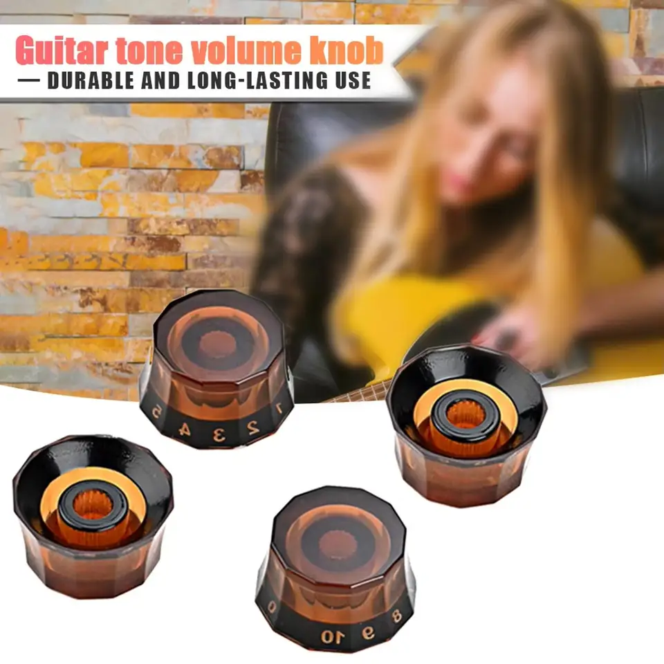 QUARKZMAN 10 Piezas Perillas Transparentes Para Pedal De Efectos De Guitarra 5/8, Perillas Control Volumen