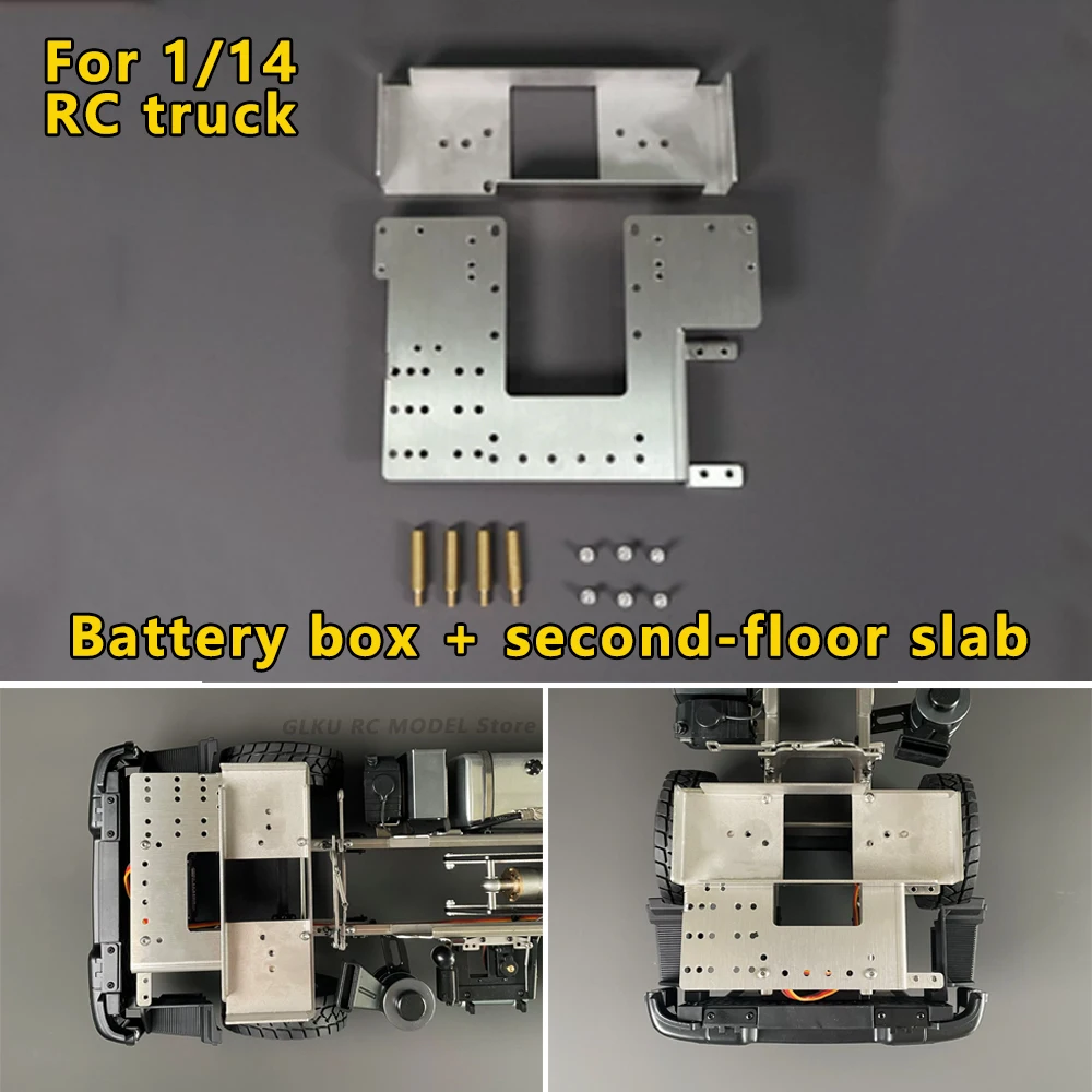 1/14 Metal Battery Box Second-Floor Plate Set Beam Direct Installation For Tamiya 1/14 RC Dump Truck Model Toy or DIY Parts
