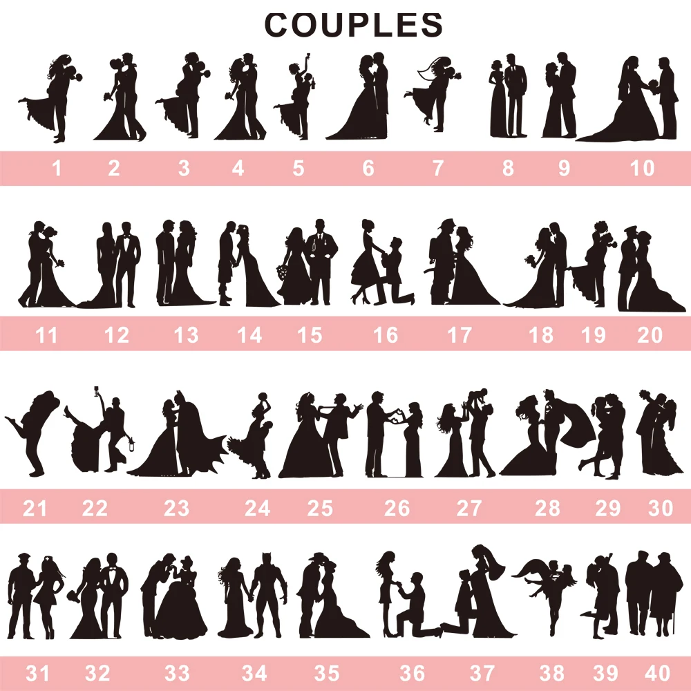 

Personalized Family Wedding Cake Topper Bride And Groom Couple Baby With Dogs Cats Animals Silhouette Custom Acrylic Cake Topper