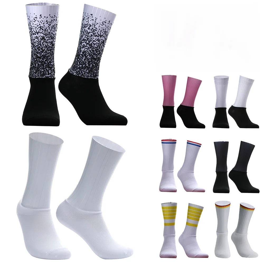 AliExpress Anti Slip Silicone Summer Aero Socks Whiteline Cycling Socks Men Bicycle Sport Running Bike Socks