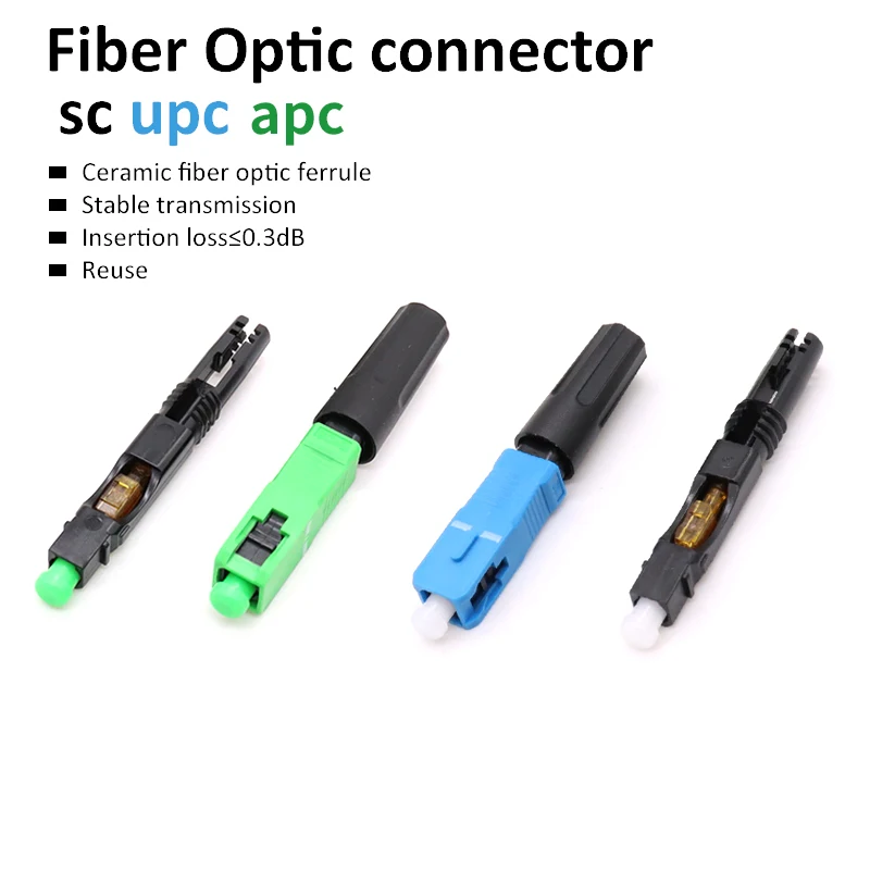 

50/100/200/300PCS SC/UPC Fiber Optic Fast Connector Embedded SingleMode Optical Quick Connector SC APC FTTH cold Connector Tools
