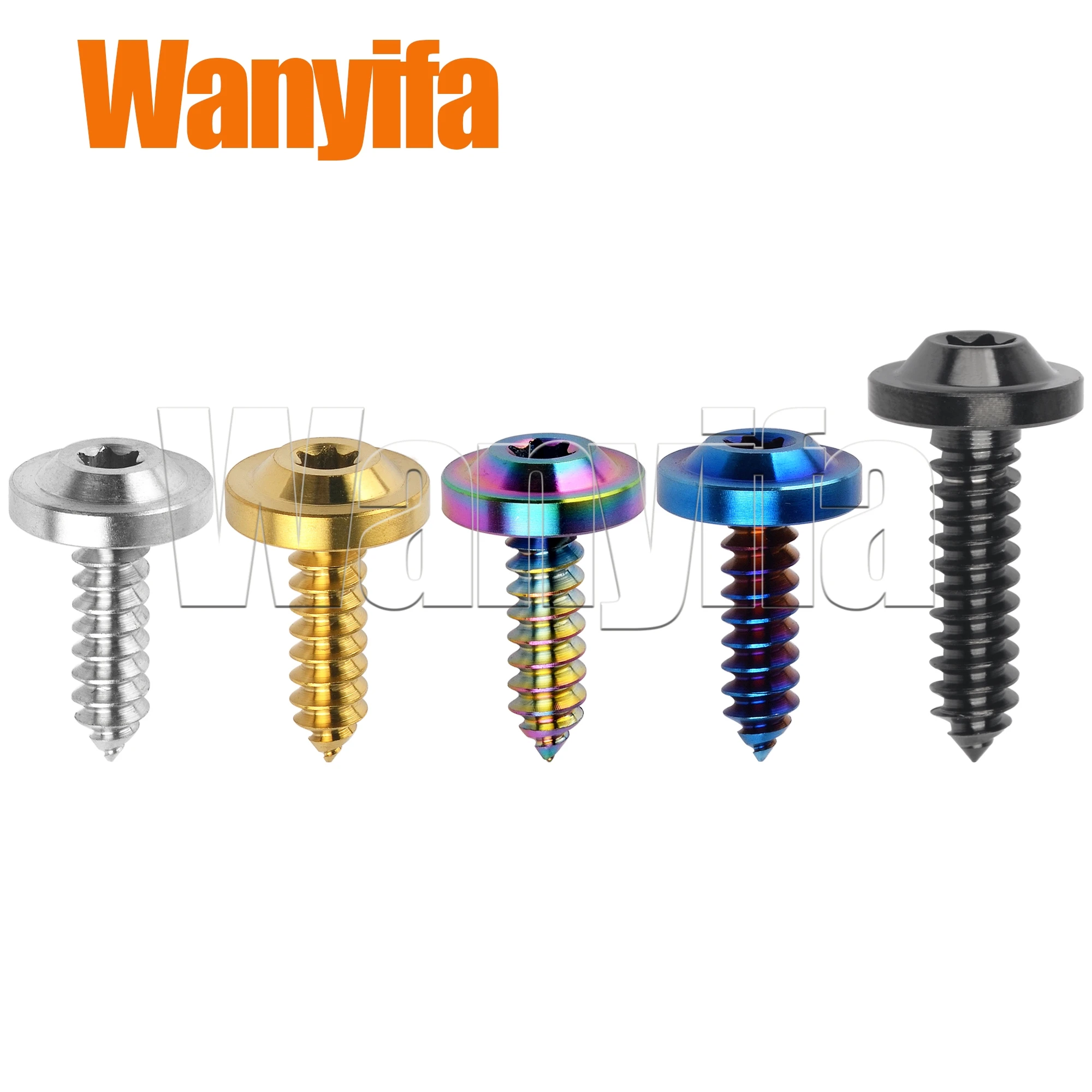 Wanyifa Titanium Bolt M4x15/20mm M5x15/17/20mm Disc Head Self-Tapping Button Torx Screws for MTB Bike Part 6Pcs