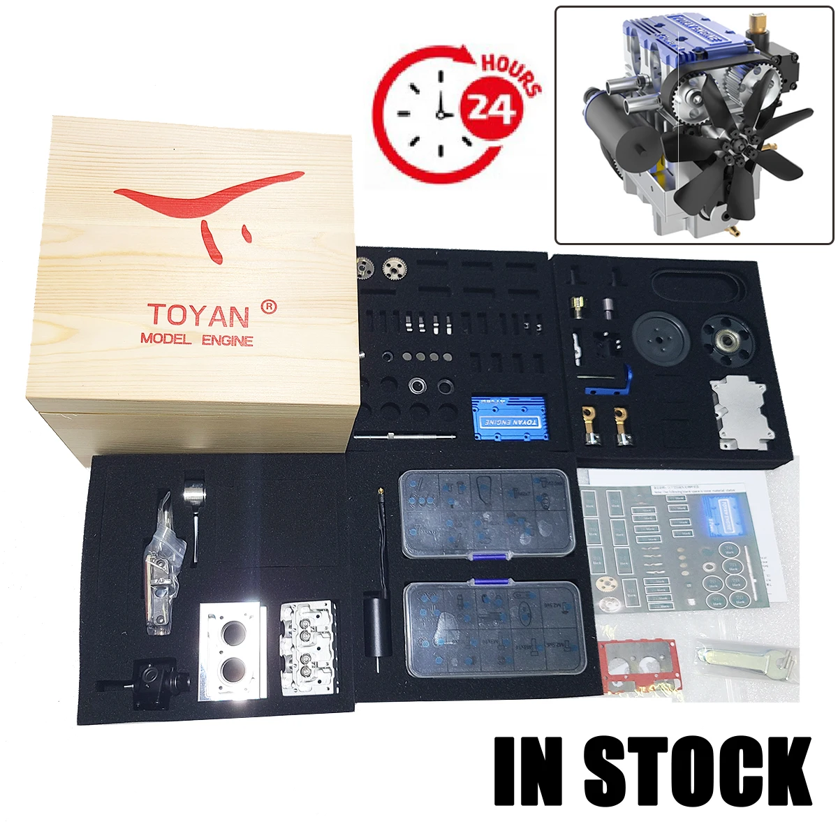 

TOYAN L200 Twin Cylinder Water Cooled Engine Model Kit 7CC 4-Stroke Methanol Engine for Remote Control Car Model Toy