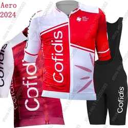 Cofidis Team Cycling Jersey 2024 Set Red Short Sleeve France Tour Clothing Road Shirts Suit Bicycle Bib Shorts MTB Maillot Ropa