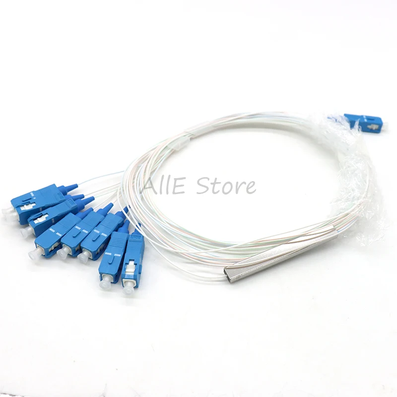 High Quality 10 PCS/Lot 1X8 SC/UPC PLC Splitter SM Single Mode 0.9mm G657A1 LSZH PVC 1m FTTH Fiber Optic Splitter Free shipping