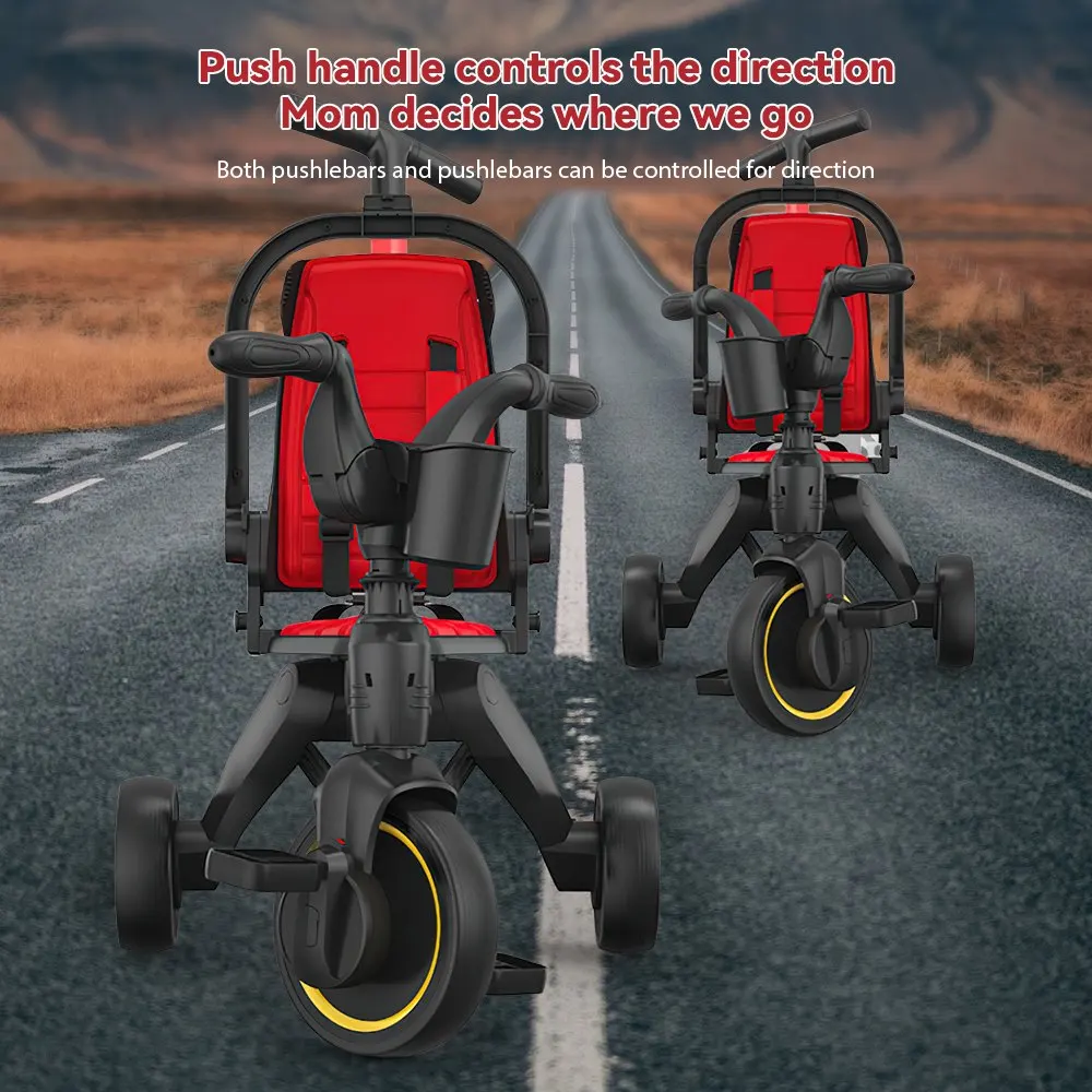 Wózek dziecięcy trójkołowy od 1 do 5 lat wózek ręczny lekki 6.8KG rowerek dla dziecka składany przenośny rower trójkołowy dla dzieci