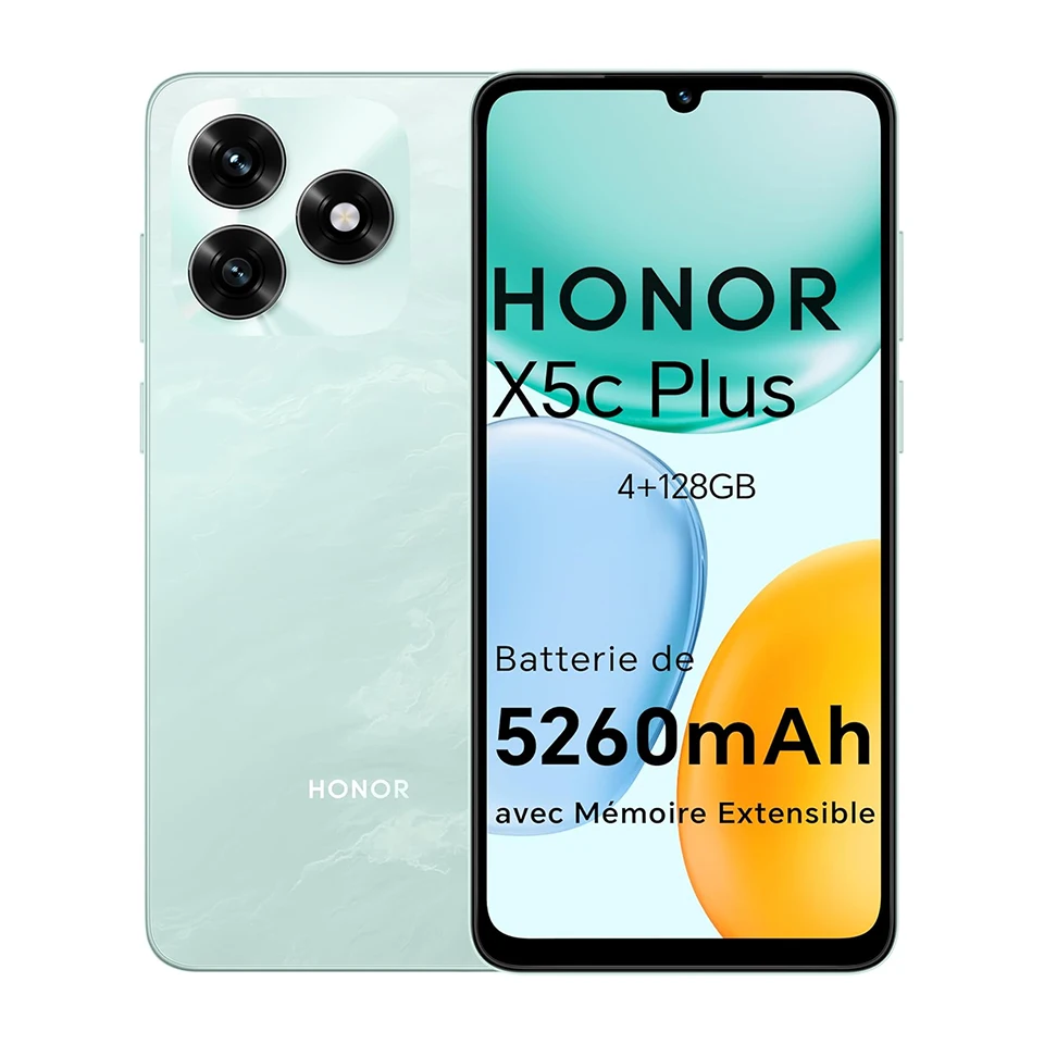 Smartphone EU HONOR X5C Plus 4G, écran 6.74'' 720×1600, MediaTek Helio G81 ARM Mali-G52 MC2, 50MP arrière, 5260mAh, MagicOS 9.0