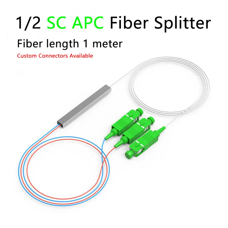 5/10pcs/lot Fiber Optic PLC Splitter 1x2 1x4 1x8 1x16 1x32 SC/APC SM Single Mode 0.9mm G657A1 FTTH PLC Splitter APC Connector SC