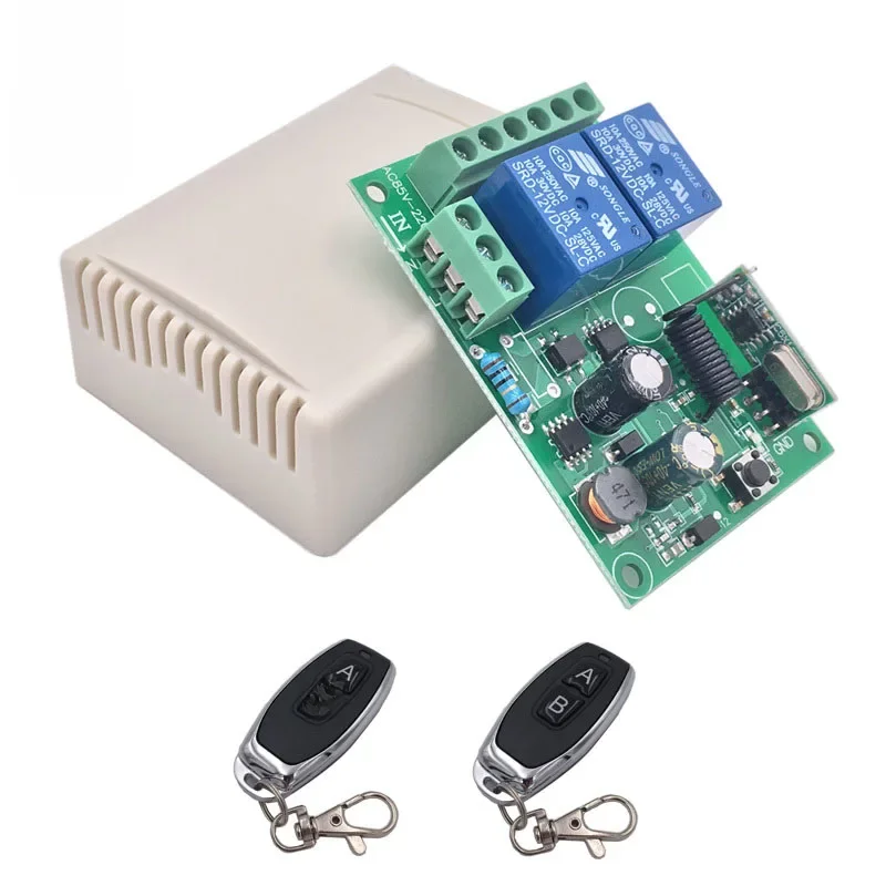 Przełącznik zdalnego sterowania 433 MHz do oświetlenia, drzwi, garażu Uniwersalny pilot AC 85 V ~ 250 V 110 V 220 V 2CH Odbiornik i kontroler przekaźnika — zdjęcie 2