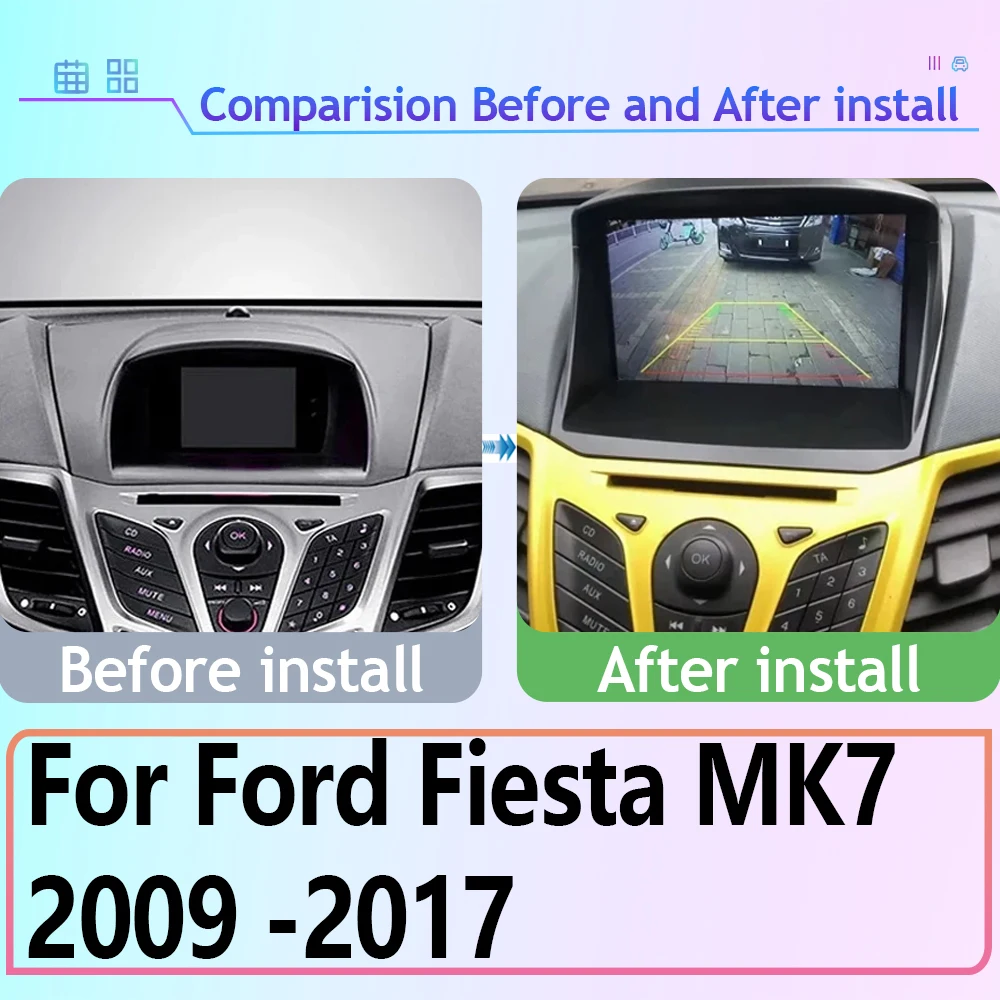 Android Auto For Ford Fiesta MK7 2009 -2017 Car Radio Stereo Multimedia Head Unit Player Navigation GPS Carplay 5G WiFi No 2 Din