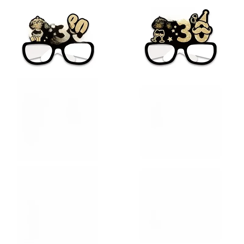 Lunettes 3D en papier pour fête d'anniversaire et carnaval, série de produits de décoration, 6 pièces/ensemble 18 21 30 40 50 60 70 et 80 ans