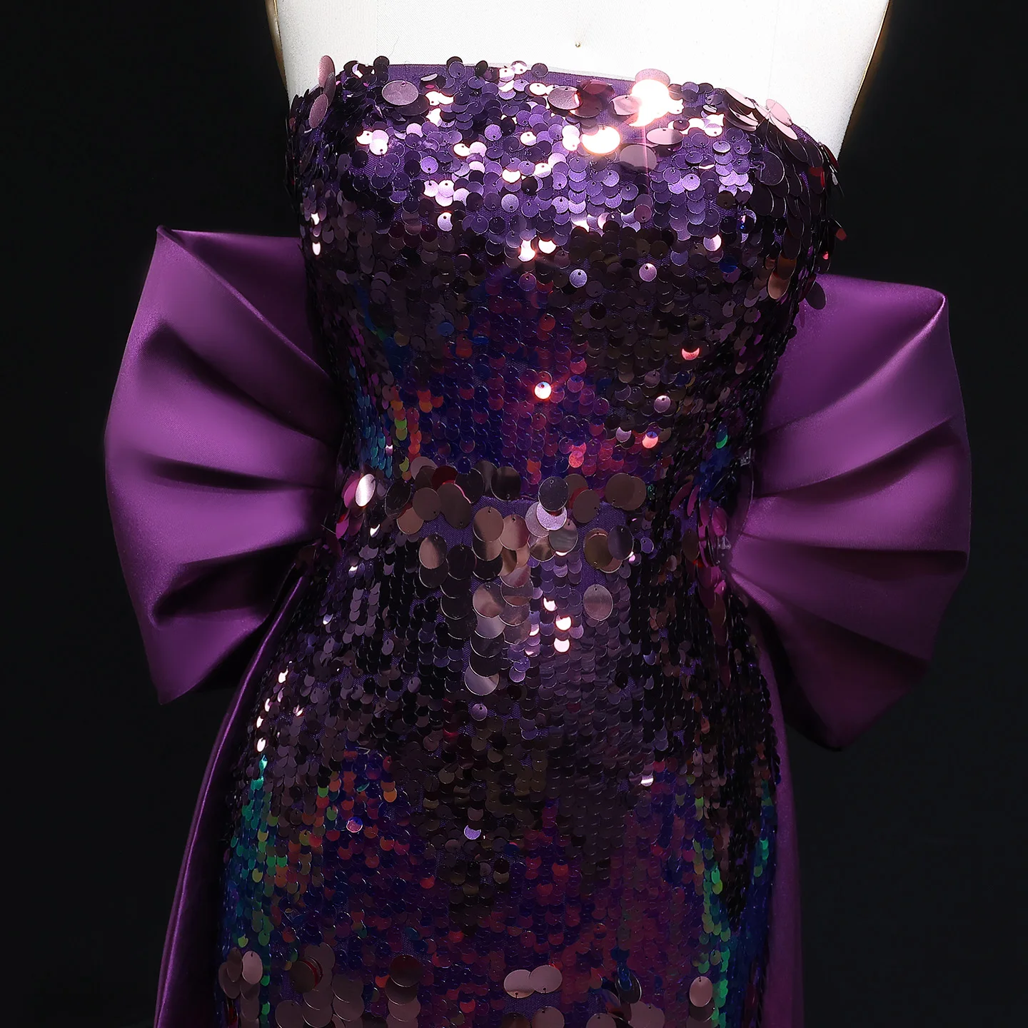 شارون سعيد دبي الأرجواني الترتر حورية البحر فساتين السهرة بدون حمالات مع عقدة القوس للنساء ثوب الزفاف الرسمي SF039 مخصص