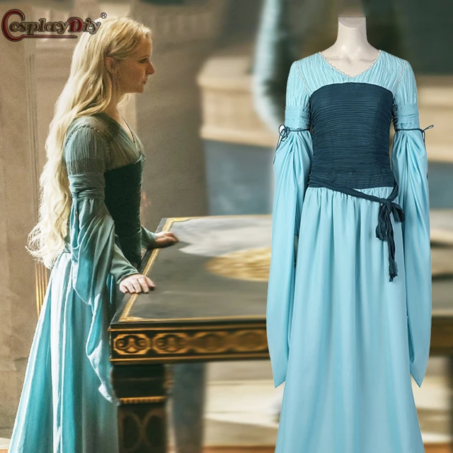 Costume de Cosplay de Galadriel pour Femme Robe Longue Bleue de Reine Elfe avec Anneaux Tenue de Princesse pour Halloween AliExpress