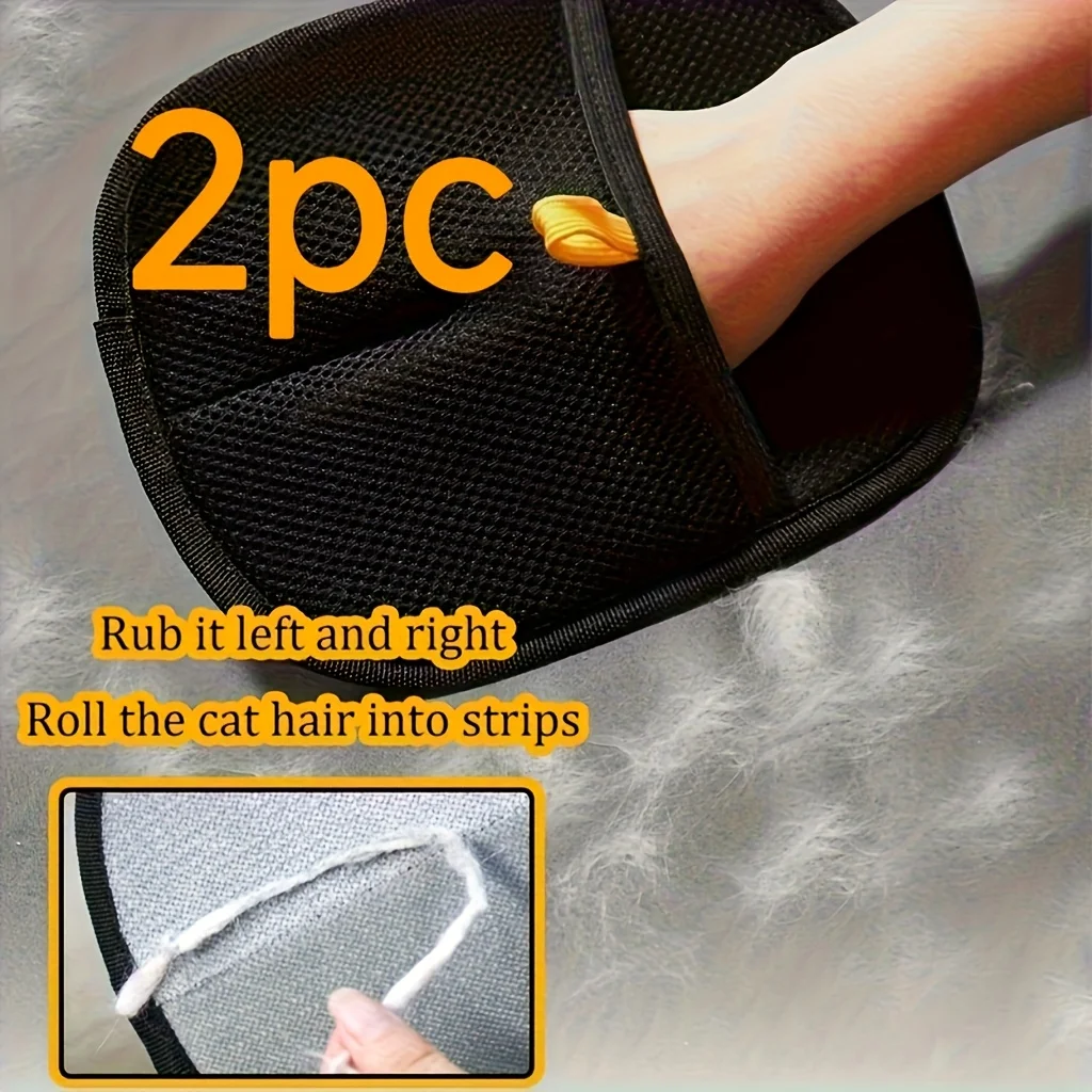 2pcsCat hair cleaner, cat hair remover, cat grooming tool, hair removal brush, dog double-sided brush, pet hair removal gloves