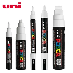 Posca White Marker Brush, Permanent Waterproof Non-fading High Gloss Mark Pens-Rock Art/Fabric Paint/Shoe Graffiti/Poster Making