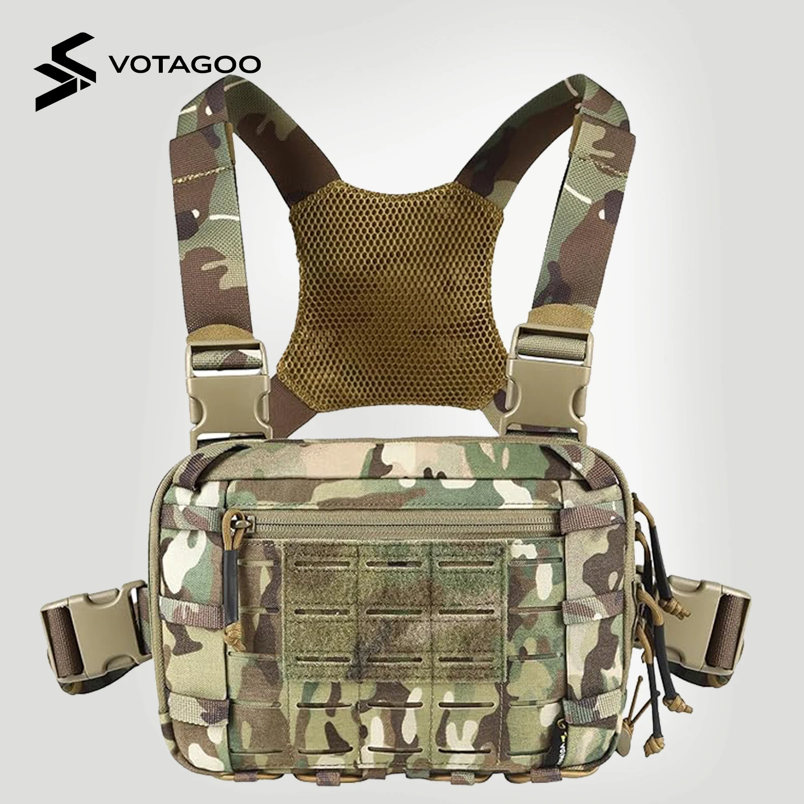 VOTAGOO 2L Tactical Chest Bag EDC Molle Chest Equipment Bag with CCW Compartment Adjustable Strap for Outdoor