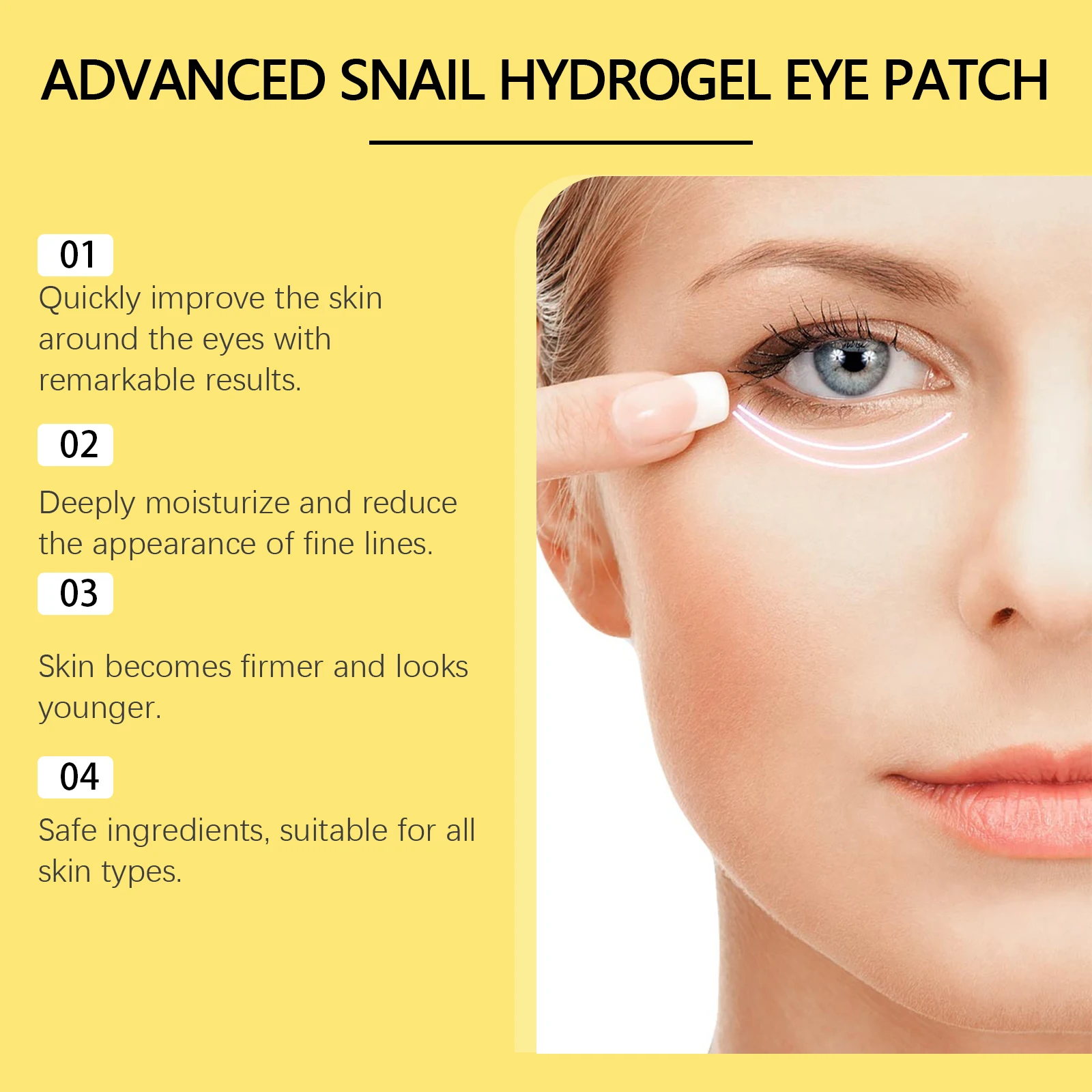OUHOE Snail Eye Mask Moisturizing Eye Patches Firming Lifting Puffiness Remove Dark Circles and Eye Bags Eyes Skincare Products