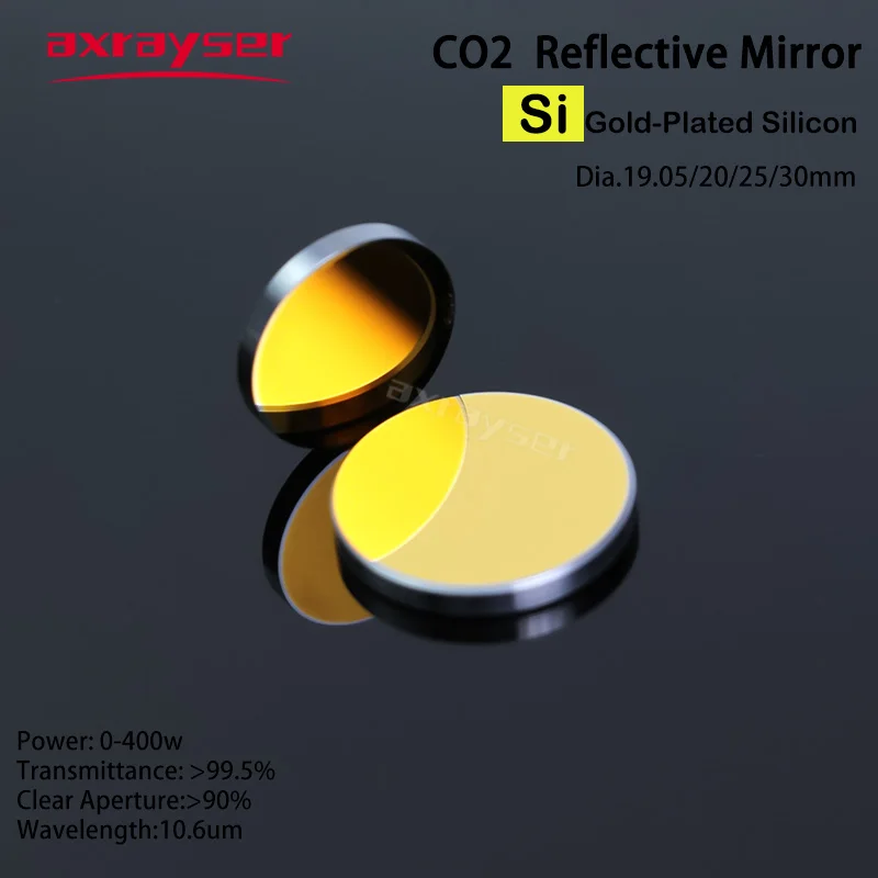 Imagem -05 - Lente Reflexiva de Silício Banhado a Ouro Laser Co2 Espelhos si para Gravador Lentes Espelhado 19.05 20 25 30 10.6um 400w