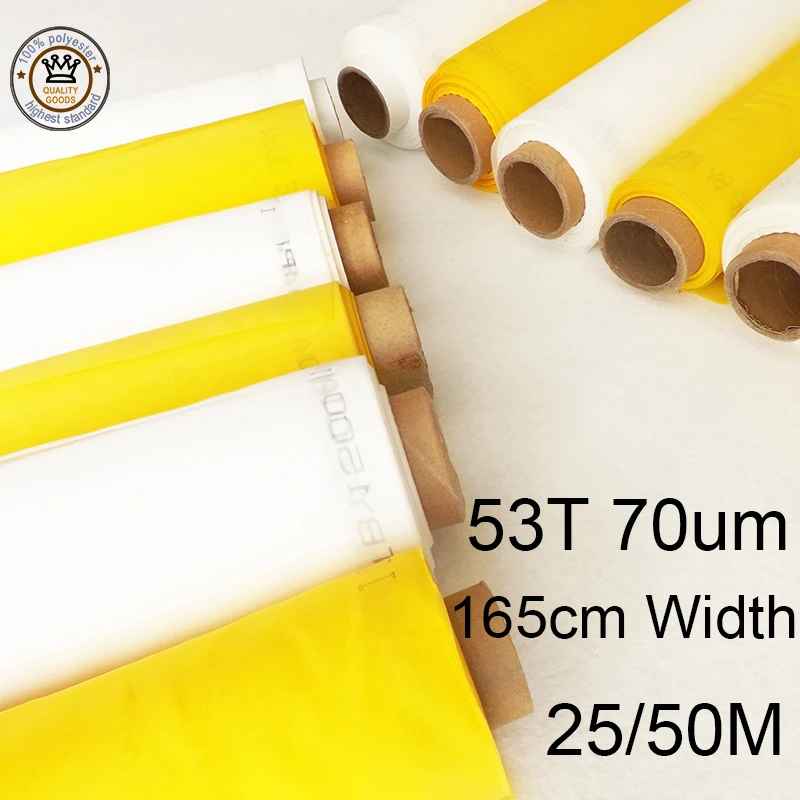 

High Tension Screen Printing Mesh Fabric 53T 70um 165cm Width 20/50Meters Polyester Printing Screen