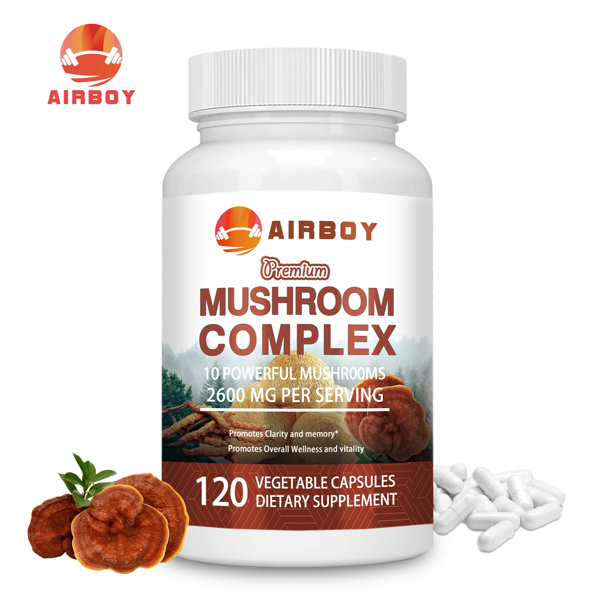 Mushroom Complex Supplement - Lions Mane, Reishi Nootropic Brain Health, Memory and Focus, Enhance Energy - 120 Capsules