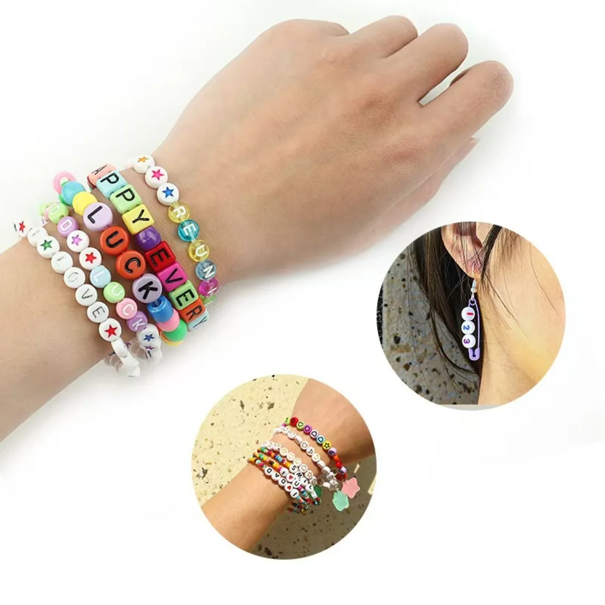 100pcs/Lot Acrylic Oblate Alphabet Beads Colorful Transparent Letter Beads for Jewelry Making DIY Bracelet Necklace Accessories image 6
