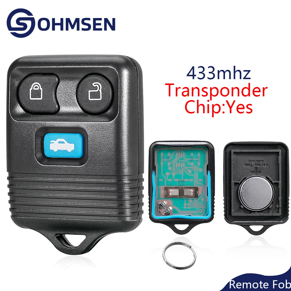 OHMSEN For Ford Transit MK6 Connect Remote Alarm 433Mhz 3 Button Car Key Fob 2000-2007