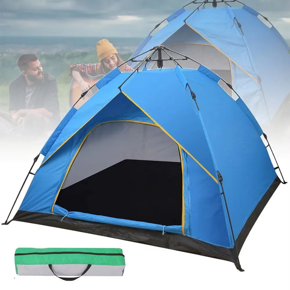 Camping Automatic Tent One Touch Double Camping Tent Waterproof Roof Top Tents 3-4 Person Outdoor Beach Tent