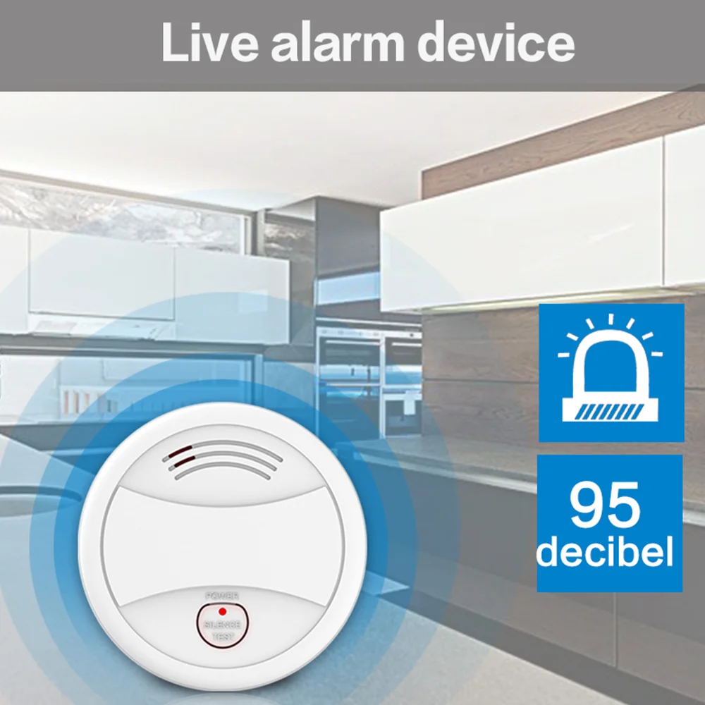 CPVAN Tuya Smoke Detector WiFi Wireless Smart Life Fire Alarm 95dB Sound Alert Home Security Protection APP Push Smoke Sensor