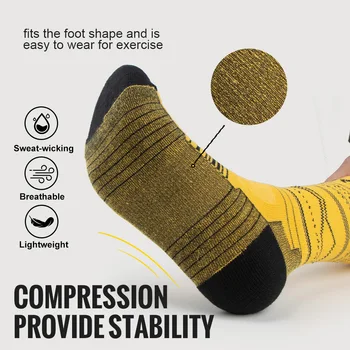 WRELS 1/3Pairs Merino Wool Running Socks Compression Support Thick Cushion Wool Socks For Running Hiking Moisture Wicking Socks 4