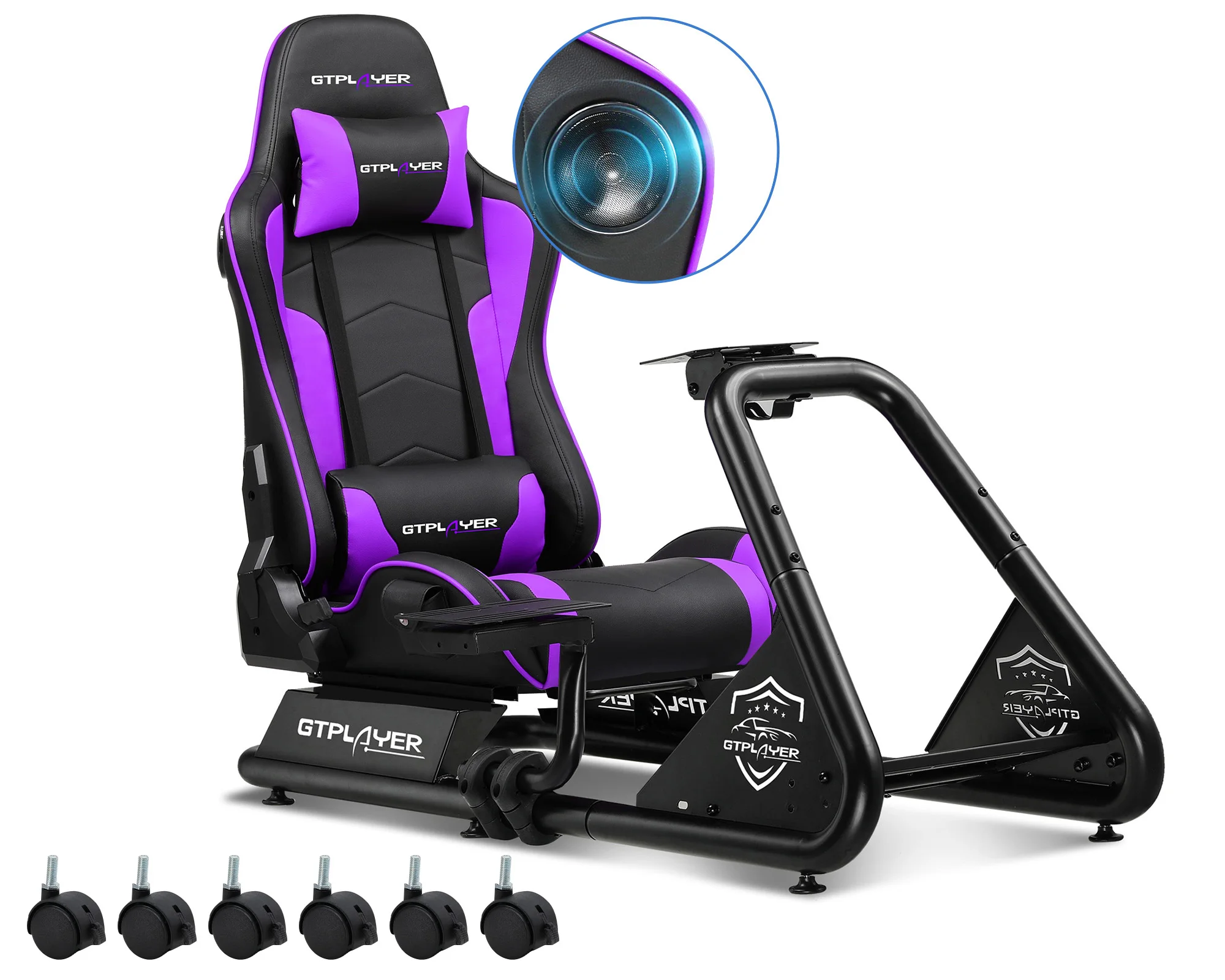 Gtplayer Simulator Cockpit Sim Racing Cockpit Racing Simulator Stuurwielstandaard met speakers, stuurwiel en pedalenstandaard